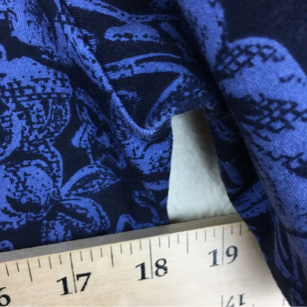 Land's End Navy Blue Floral Short Sleeve Stretch Cotton Made USA Dress Size S